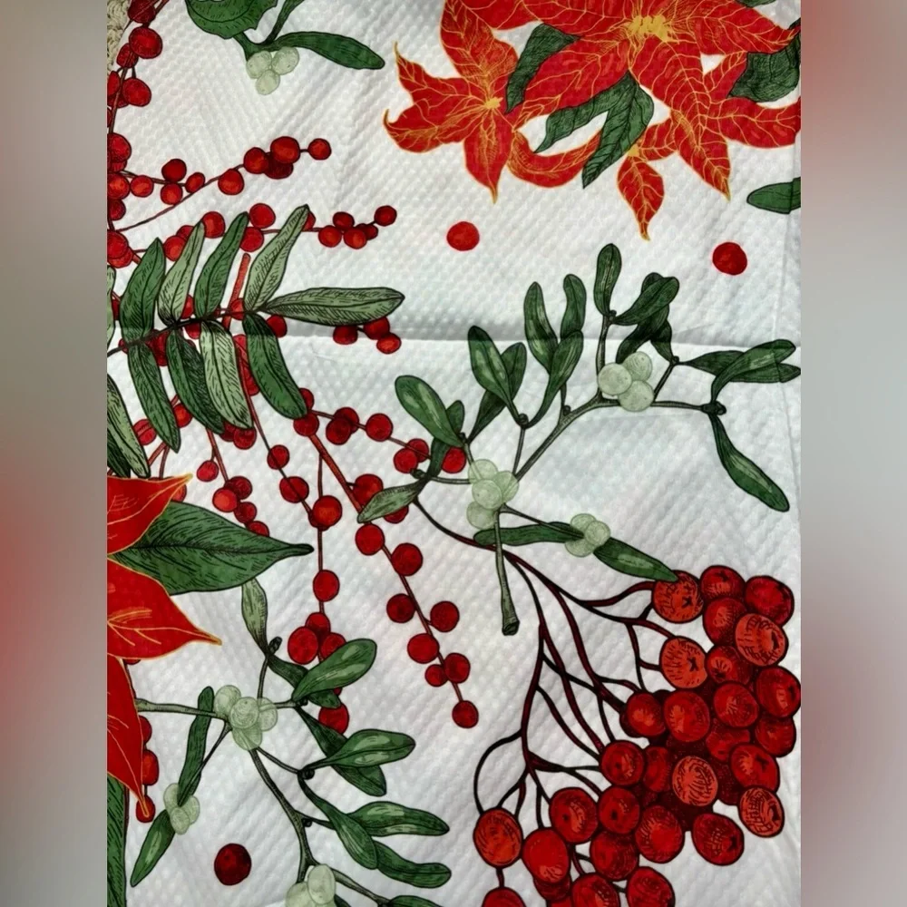 Festive Poinsettia Shower Curtain 72”x72” - Red, Green, White